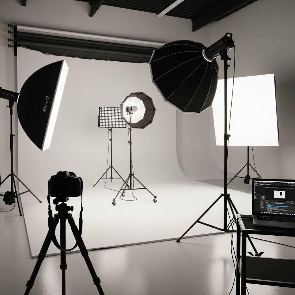 Onze fotostudio met professionele verlichting